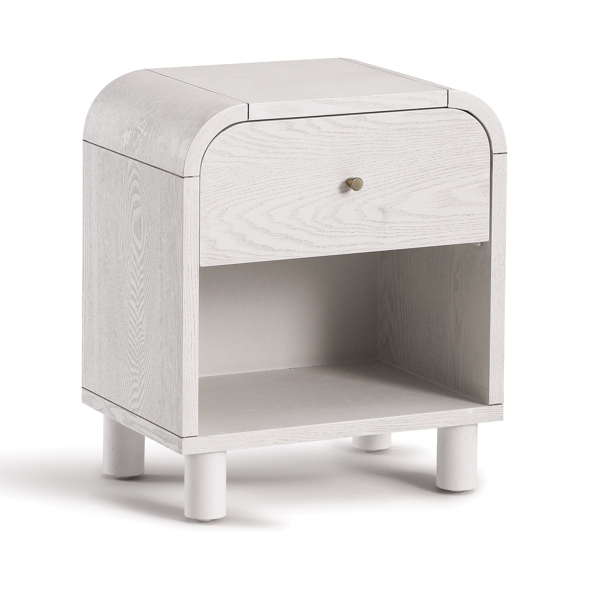 Maude 1 Drawer Bedside, Washed White Ash