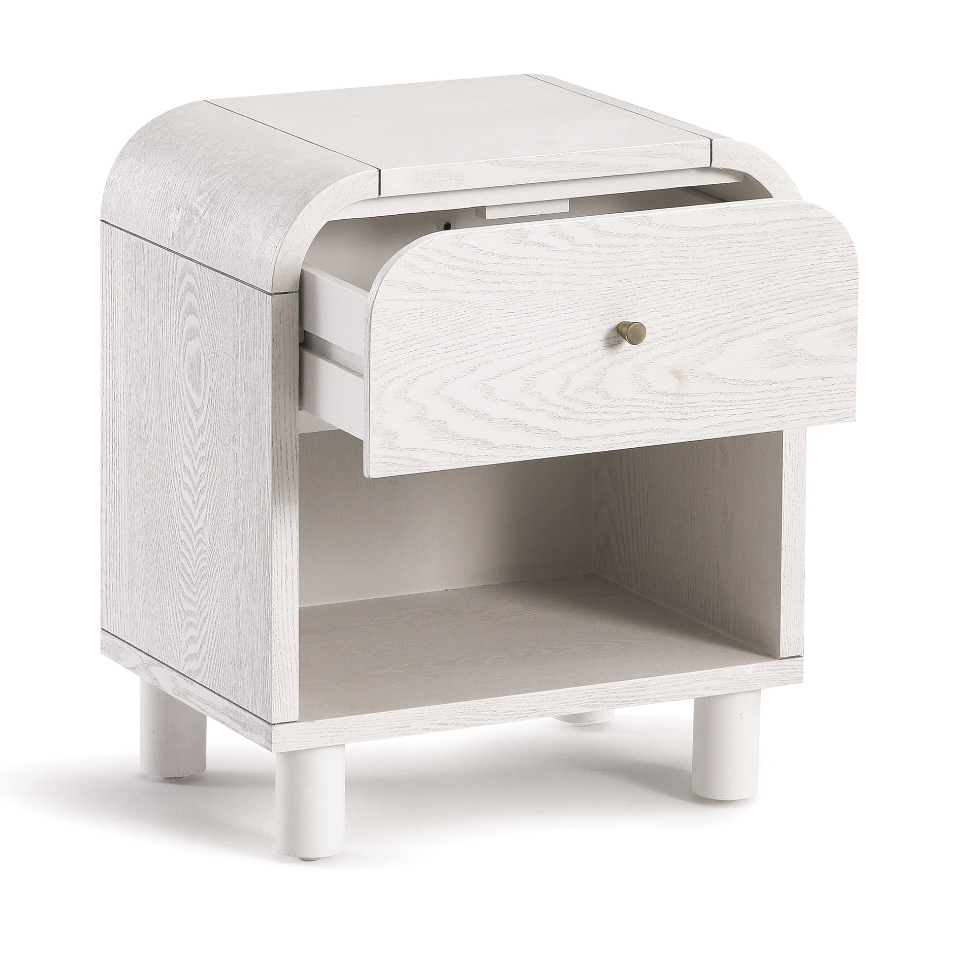 Maude 1 Drawer Bedside, Washed White Ash