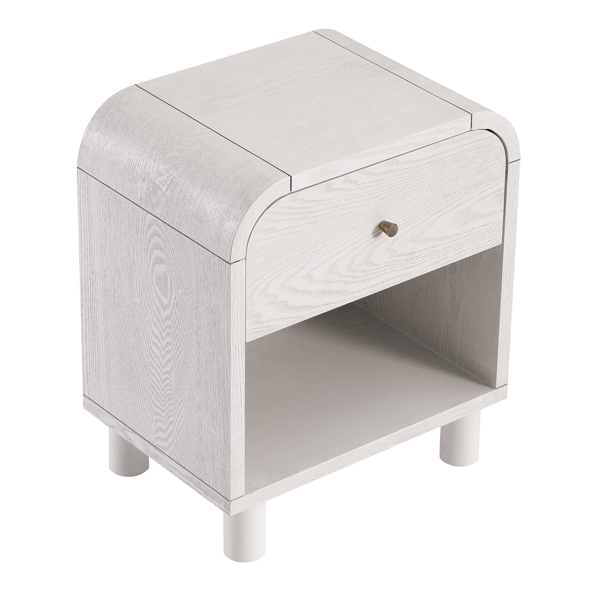 Maude 1 Drawer Bedside, Washed White Ash