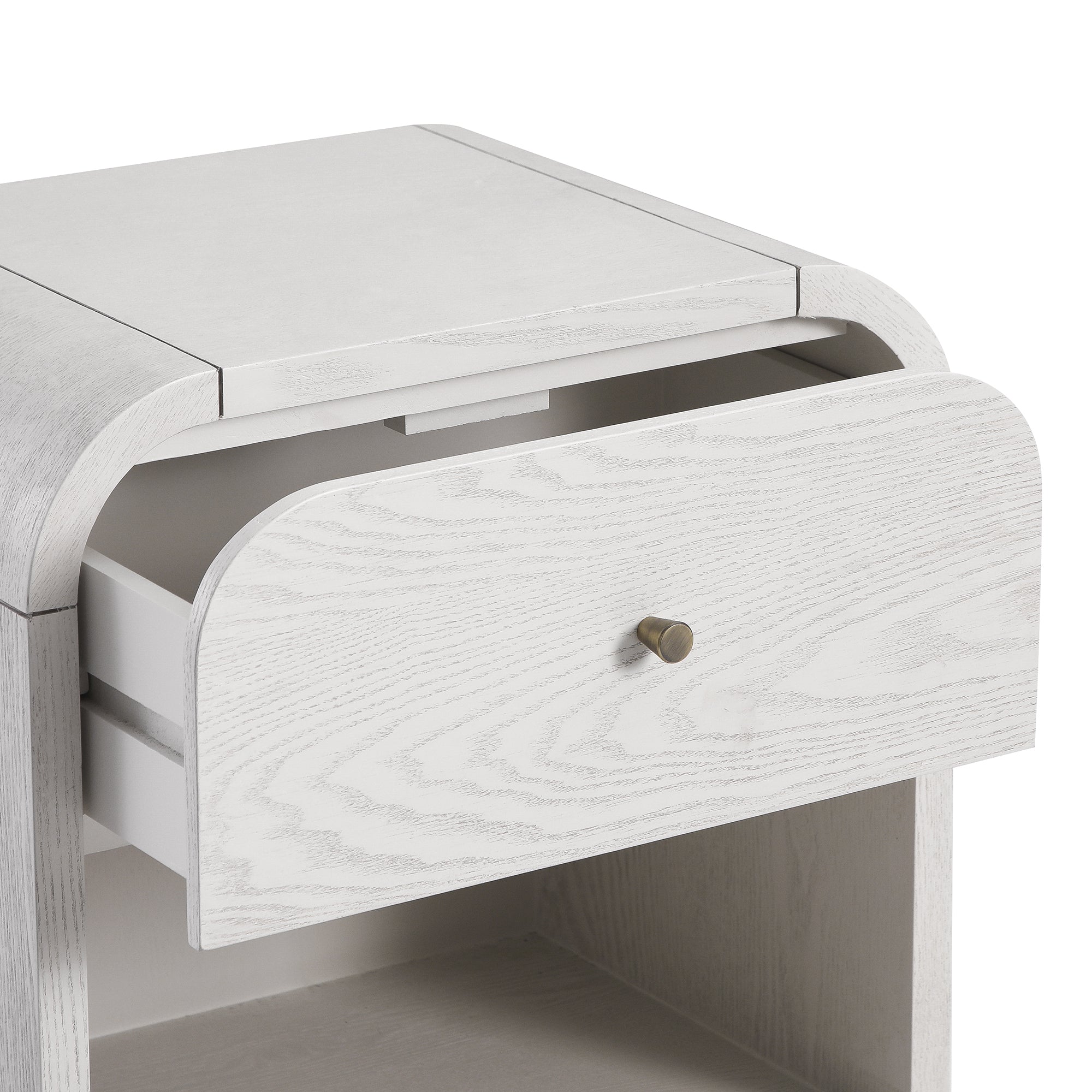 Maude 1 Drawer Bedside, Washed White Ash