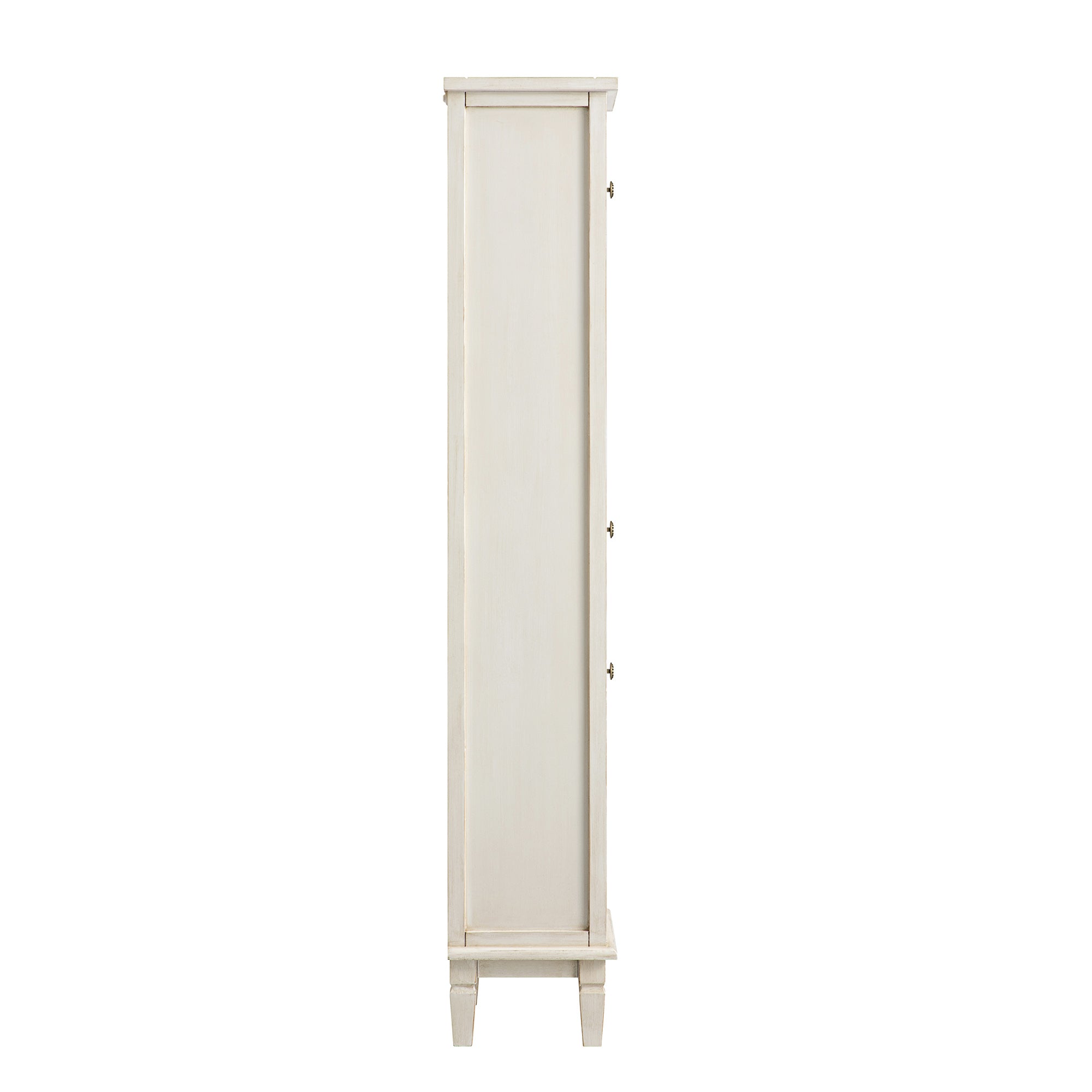 Chantilly Whitewashed Carved Bathroom Tallboy Cabinet