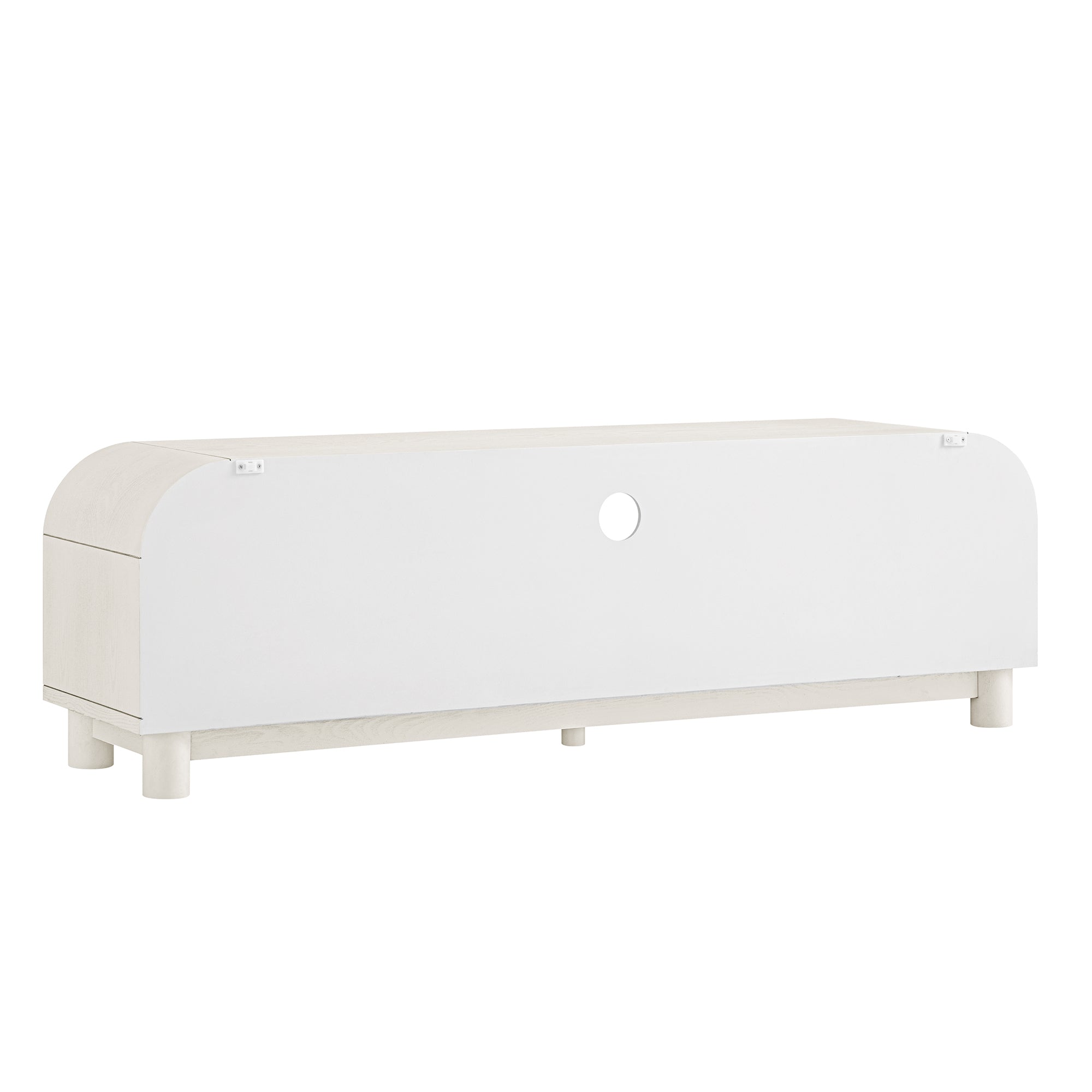 Maude TV Unit, Washed White Ash with Raffia