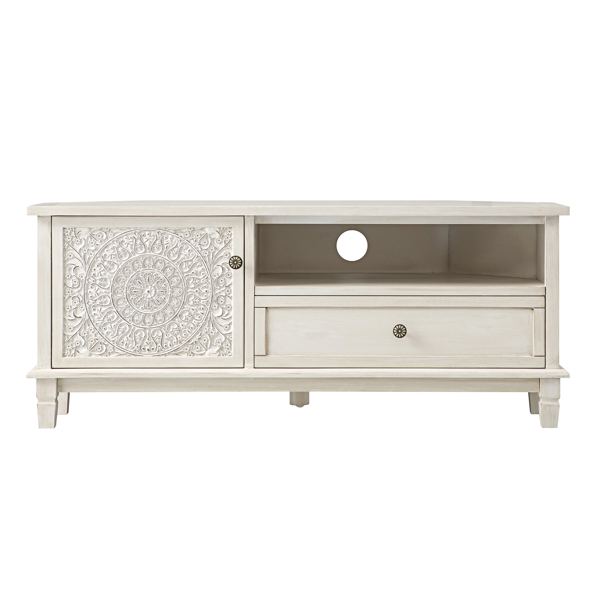 Chantilly Whitewashed Corner TV Unit