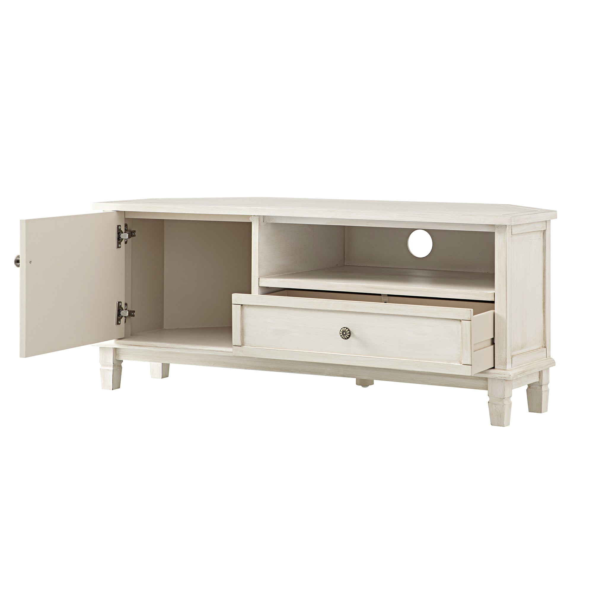 Chantilly Whitewashed Corner TV Unit