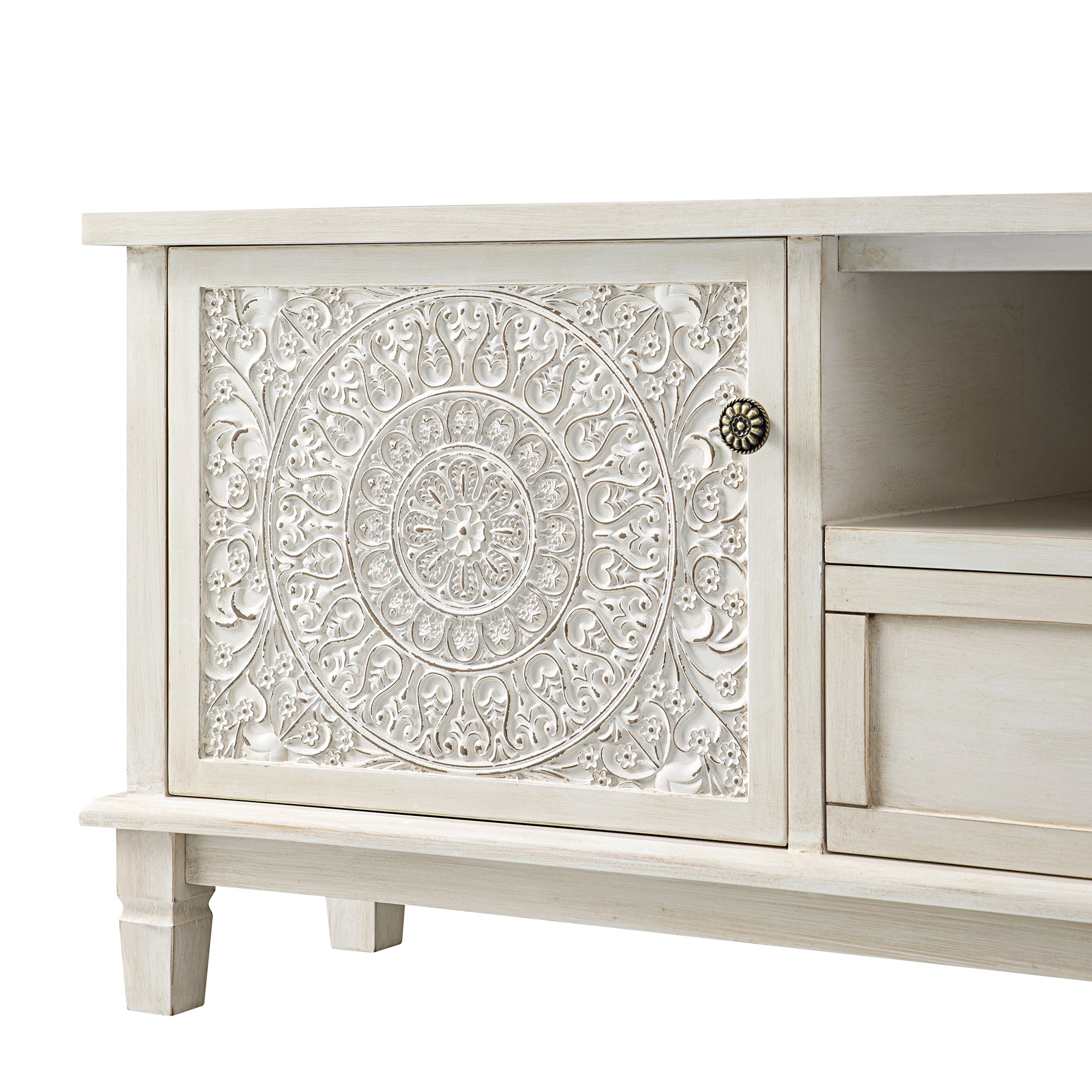 Chantilly Whitewashed Corner TV Unit