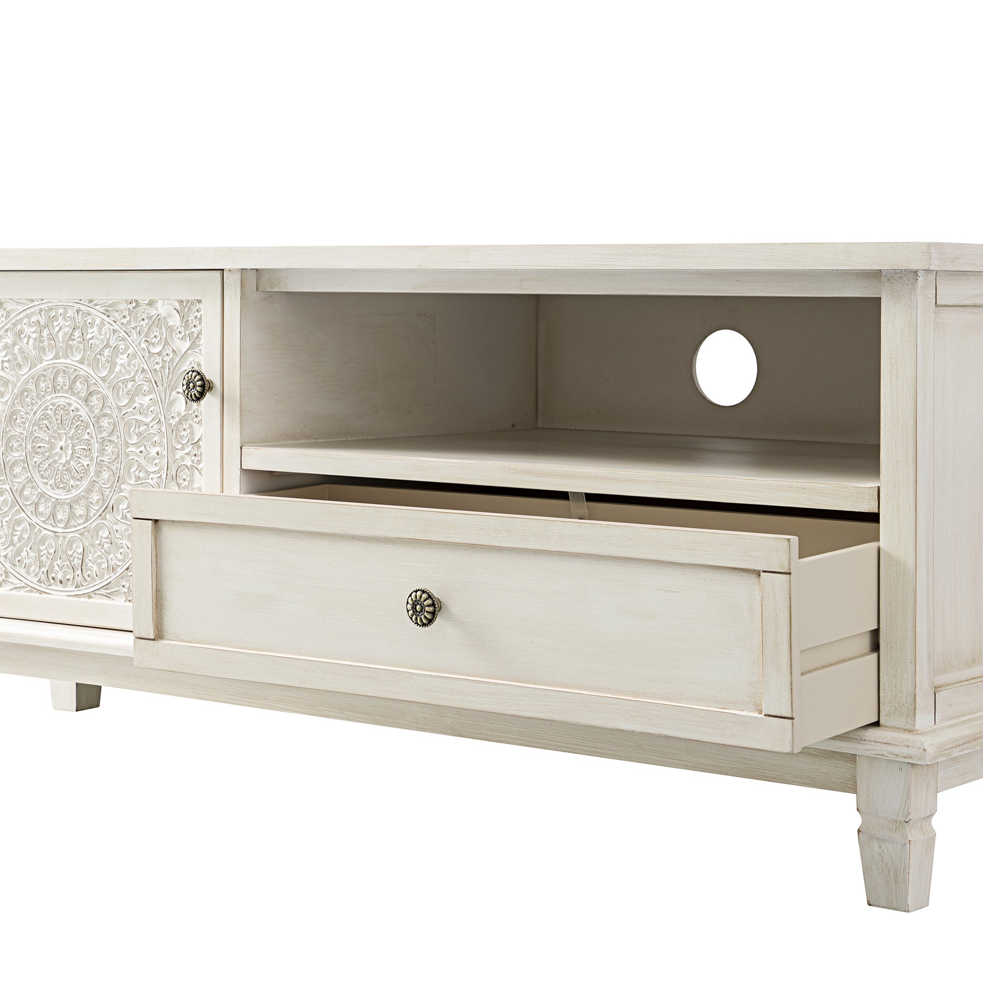 Chantilly Whitewashed Corner TV Unit