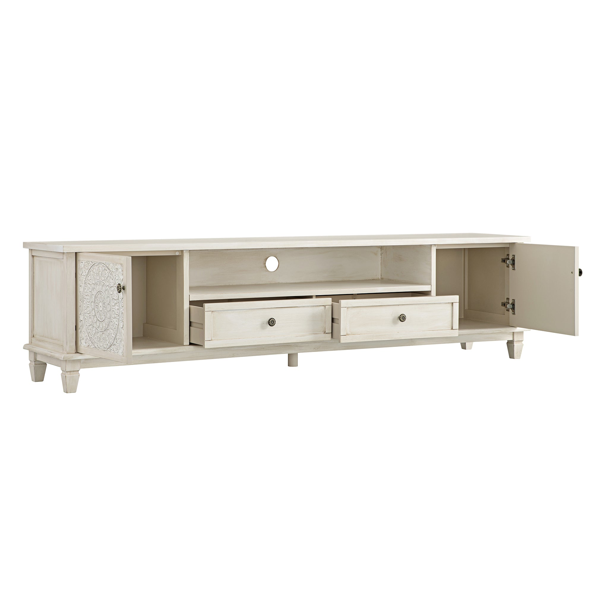 Chantilly Whitewashed 200cm Wide TV Unit