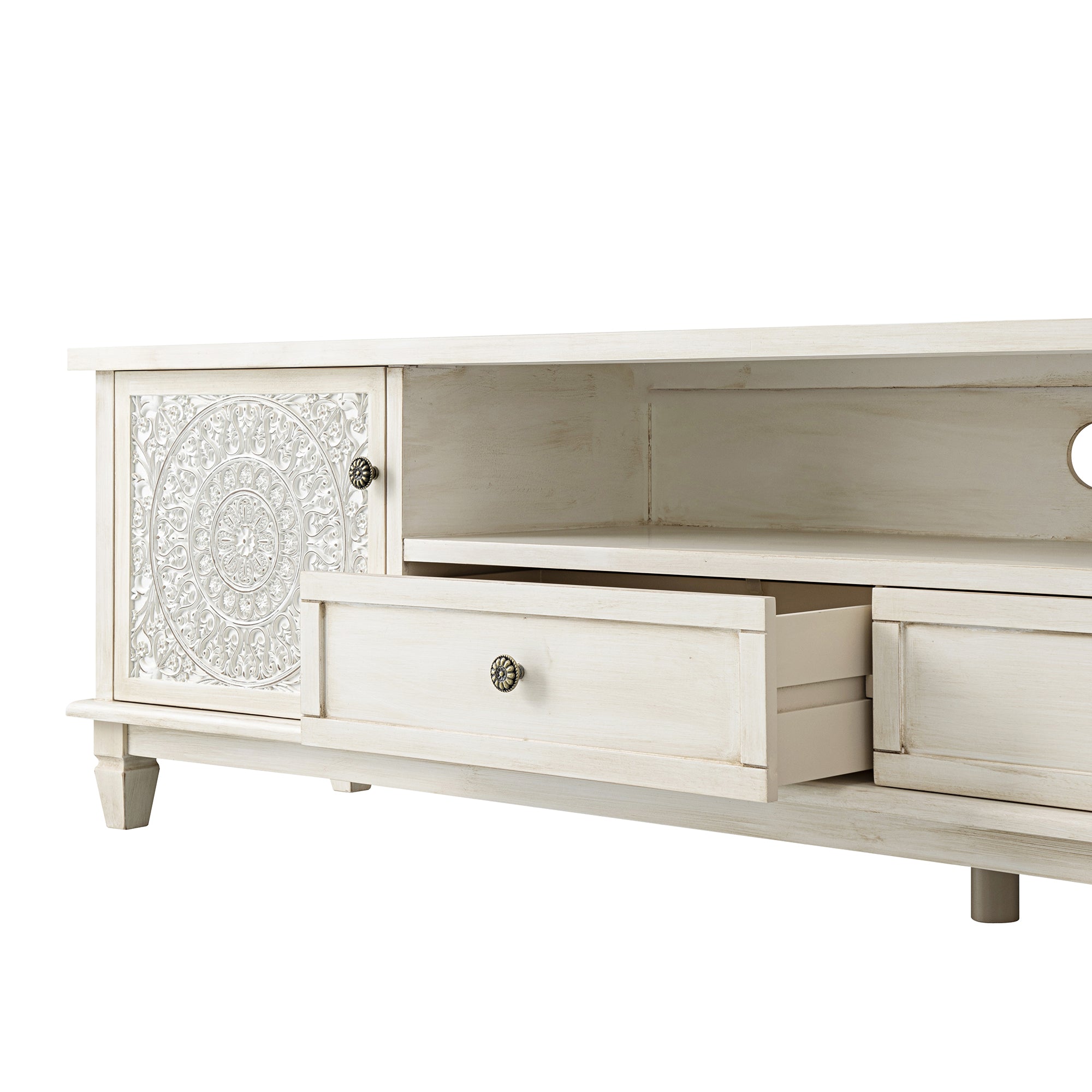 Chantilly Whitewashed 200cm Wide TV Unit