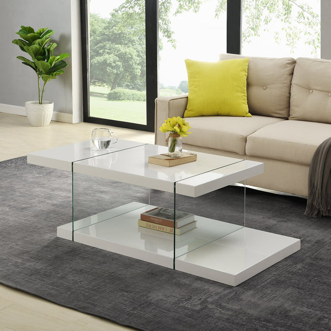 Albion White High Gloss and Glass Coffee Table | daals