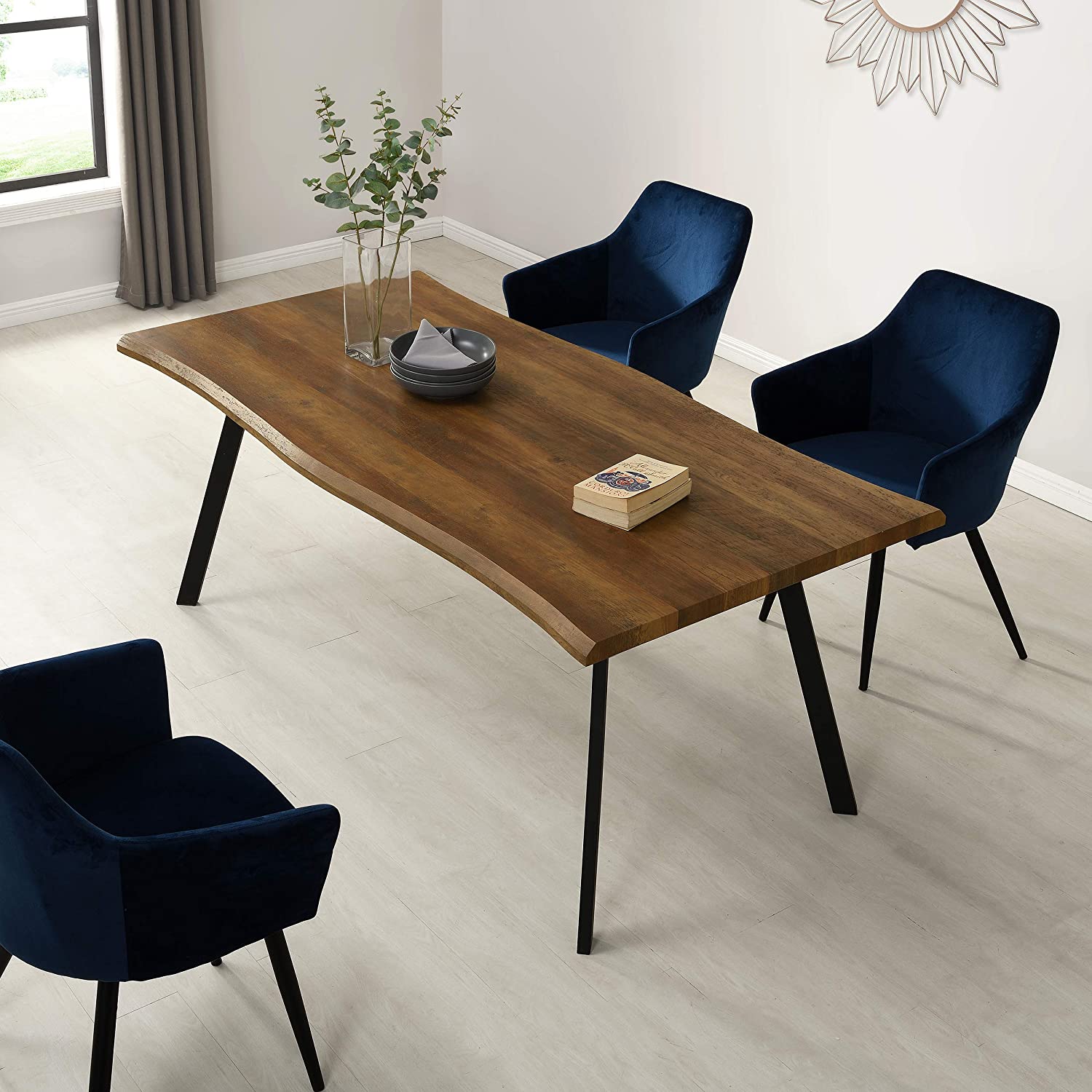 Kenora Wood Effect 150 cm Dining Table with Curved Edges 4 Seater