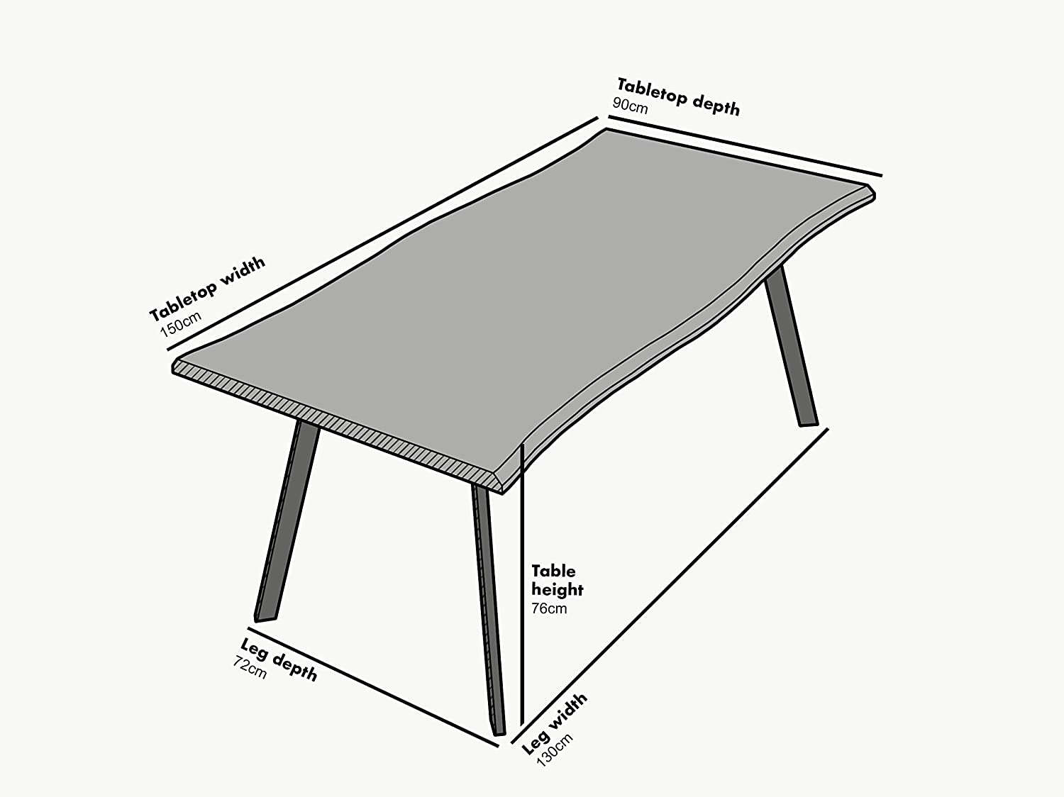 Kenora Wood Effect 150 cm Dining Table with Curved Edges 4 Seater