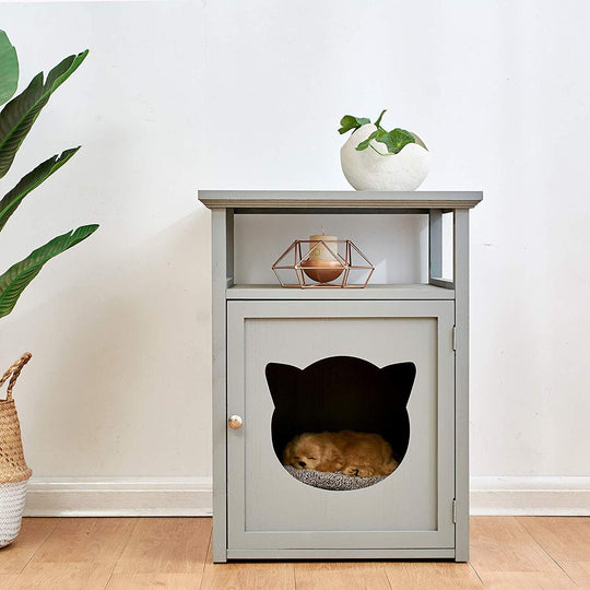 BASTET Wooden Cat Cave Bedside Cabinet Litter Box Cat House Nightstand ...