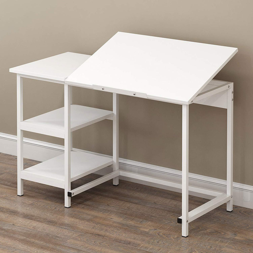 Atelier Adjustable Desk with Shelves in White | daals