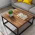 CLIVE Mid-Century Style Walnut Colour Coffee Table with Black Metal Frame - daals