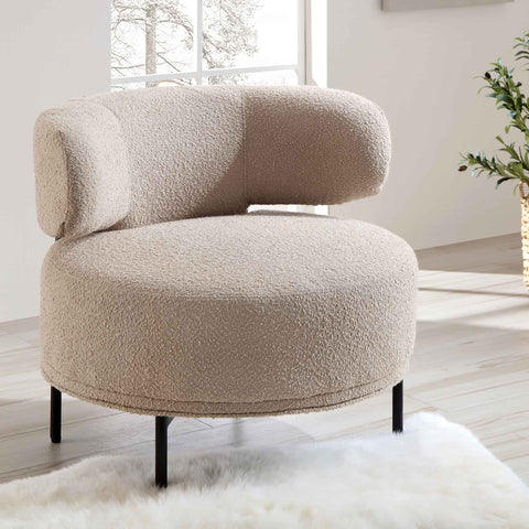 Penn Taupe Boucle Wing Back Accent Chair | daals