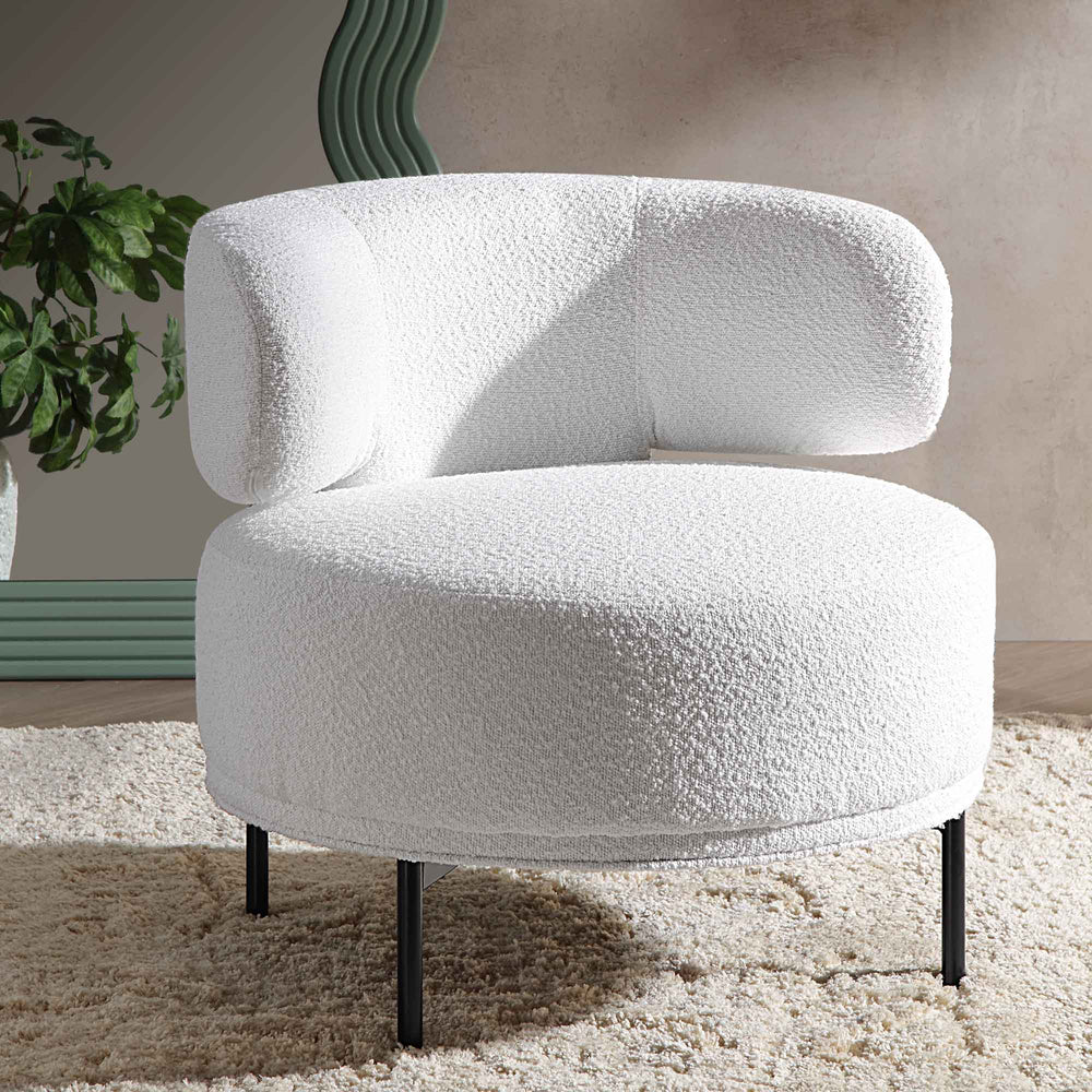 Penn White Boucle Wing Back Accent Chair | daals