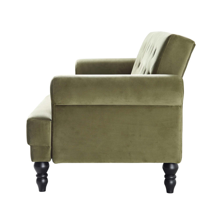 Hanney 3-Seater Chesterfield Sofabed in Moss Green Velvet | daals