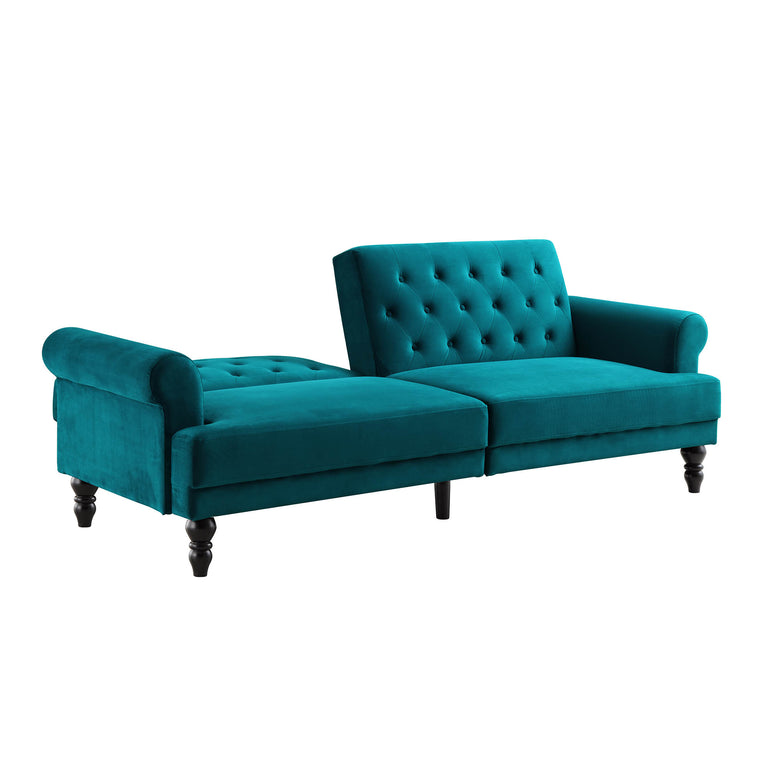 Hanney 3 Seater Chesterfield Sofabed In Teal Velvet Daals 0594