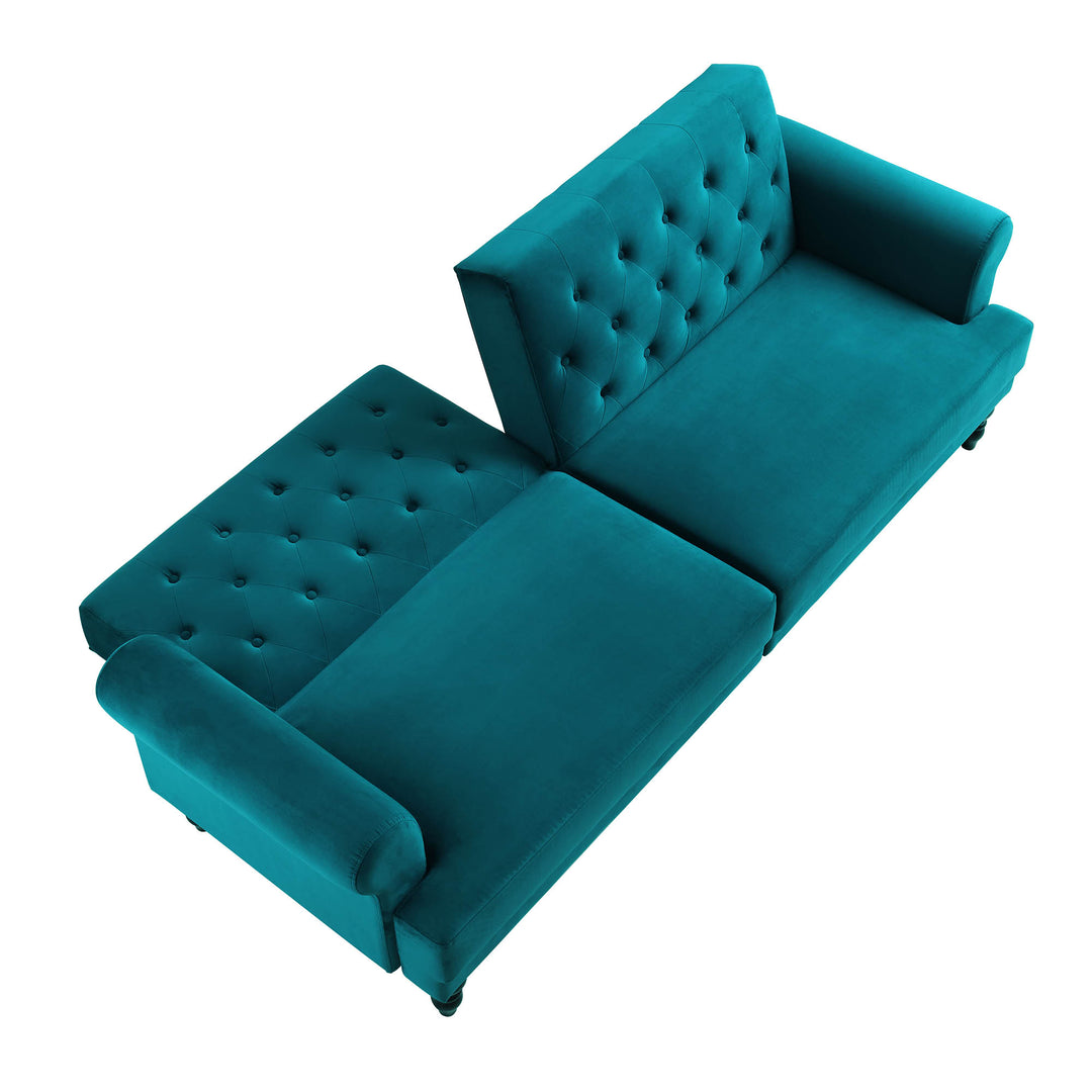 Hanney 3 Seater Chesterfield Sofabed In Teal Velvet Daals 3118