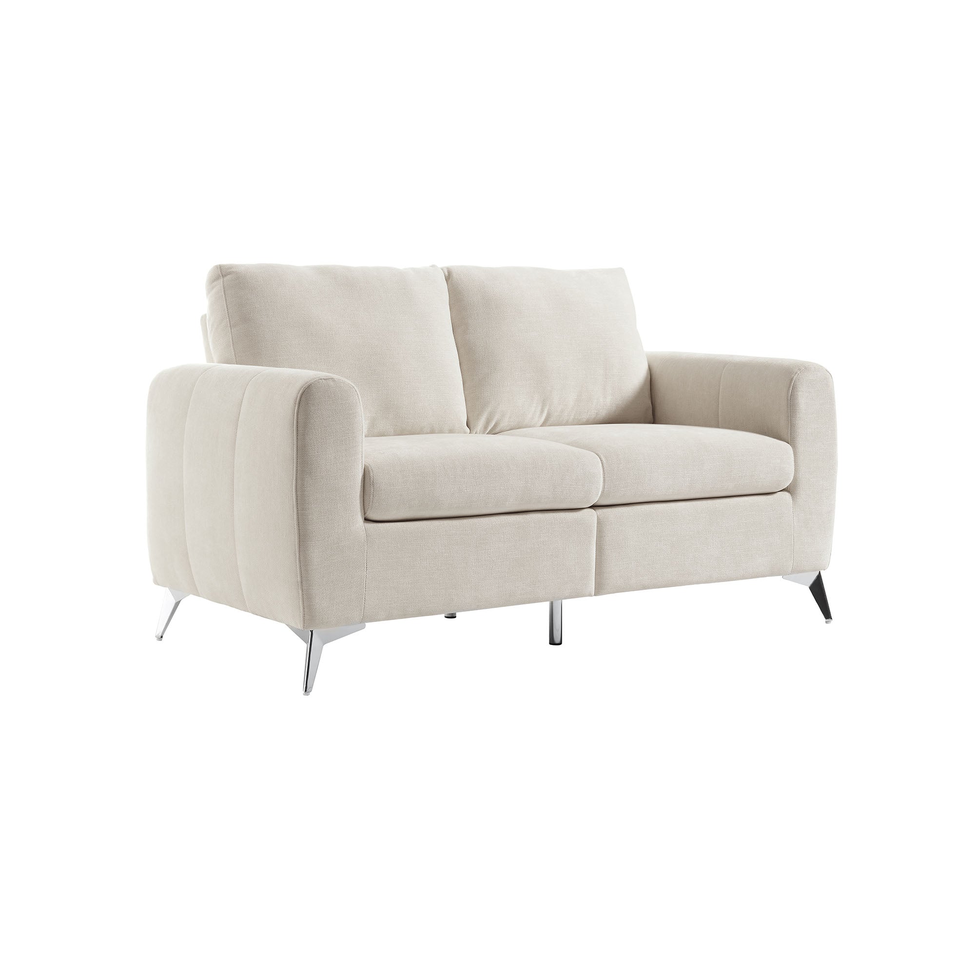 Noak 2-Seater Beige Woven Fabric Sofa with Chrome Legs