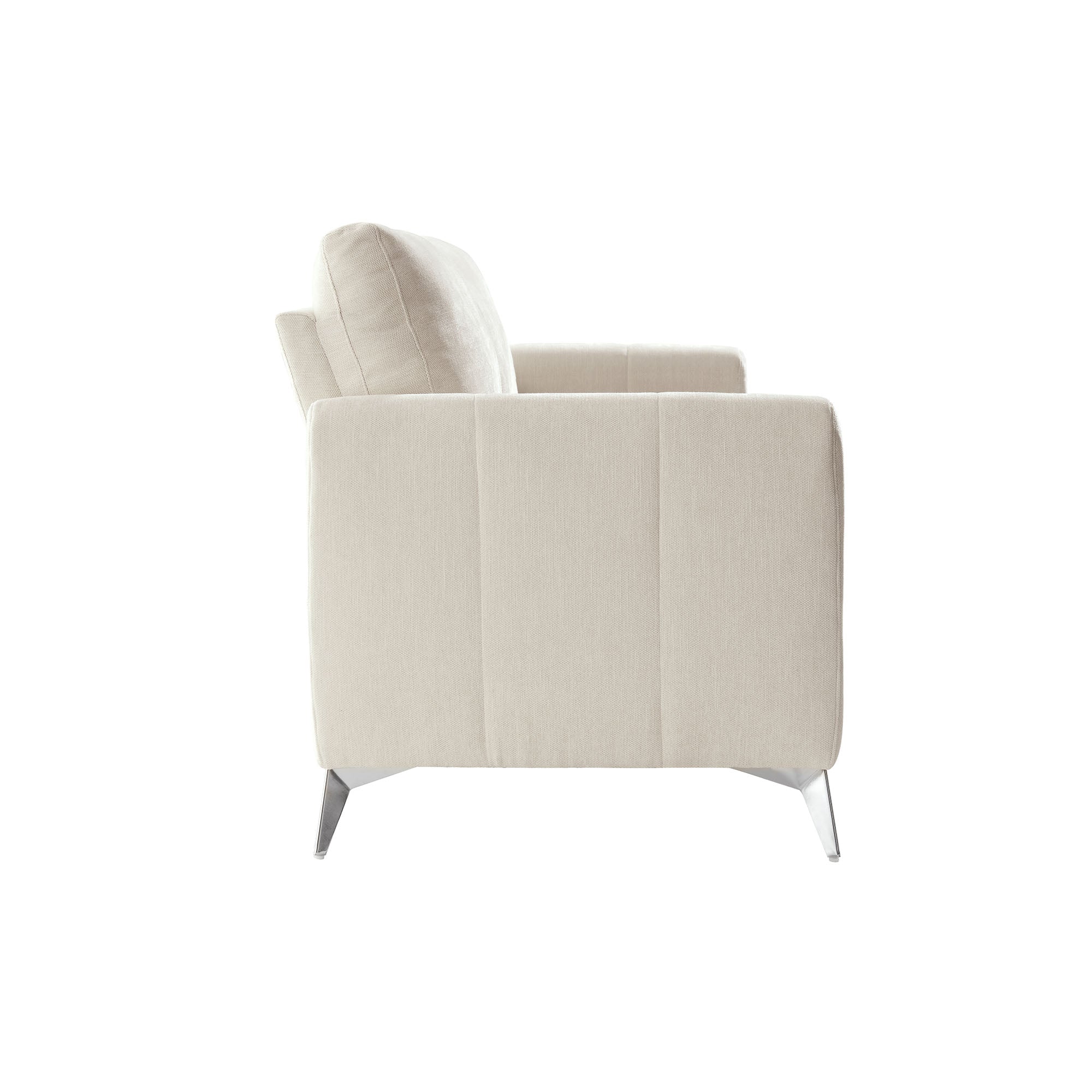 Noak 2-Seater Beige Woven Fabric Sofa with Chrome Legs