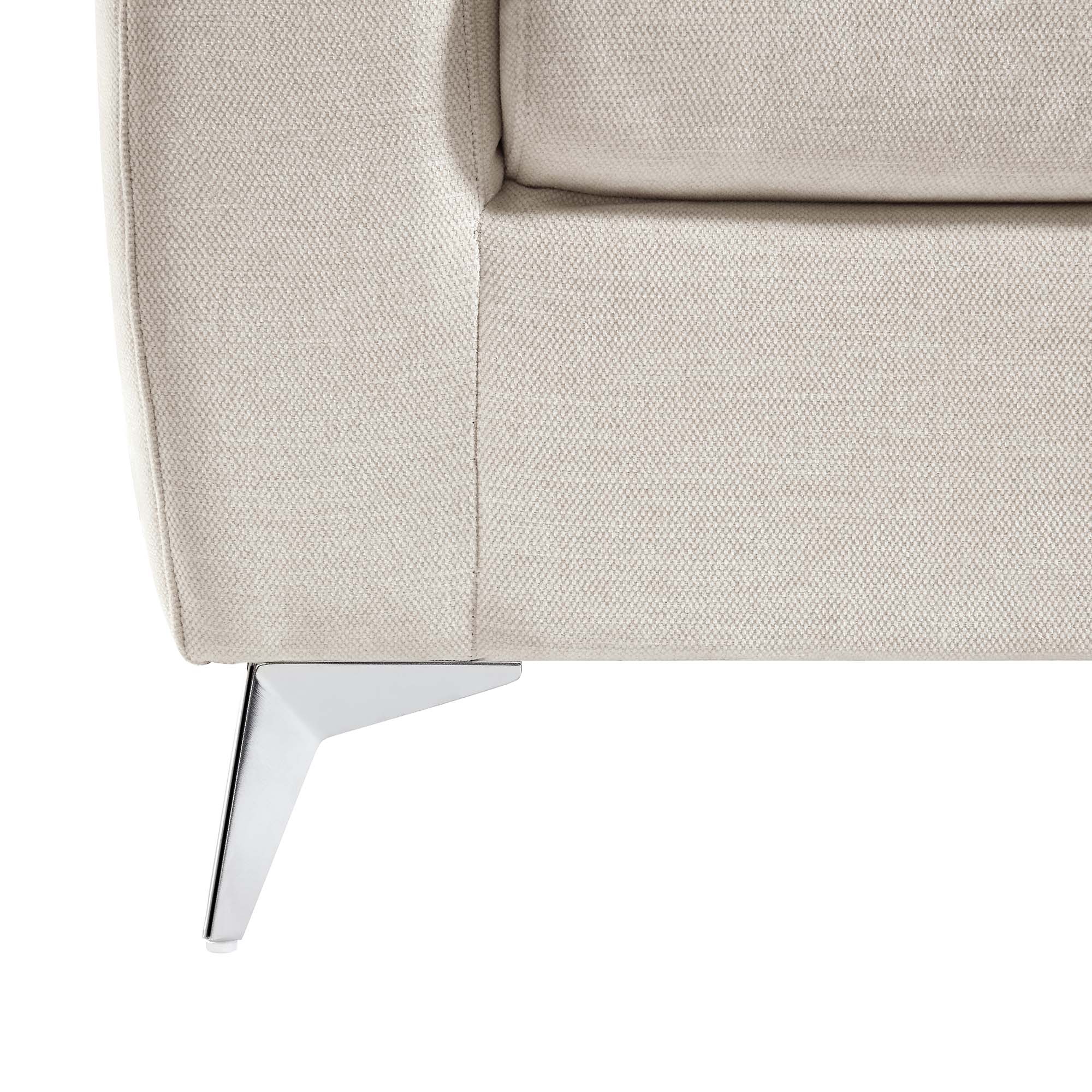 Noak 2-Seater Beige Woven Fabric Sofa with Chrome Legs