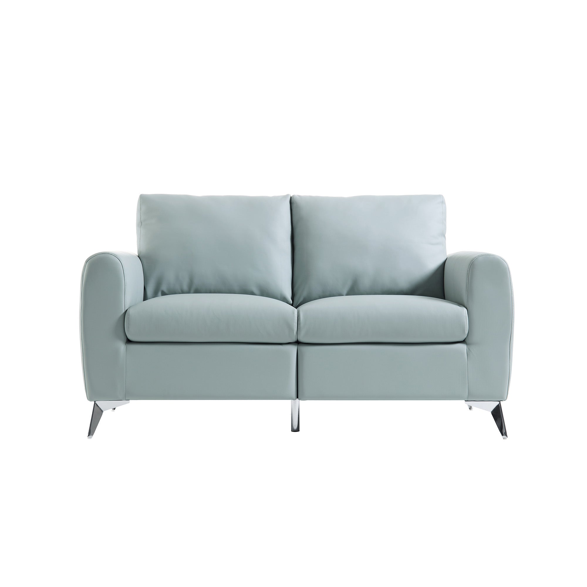 Noak 2-Seater Grey Faux Leather Sofa with Chrome Legs