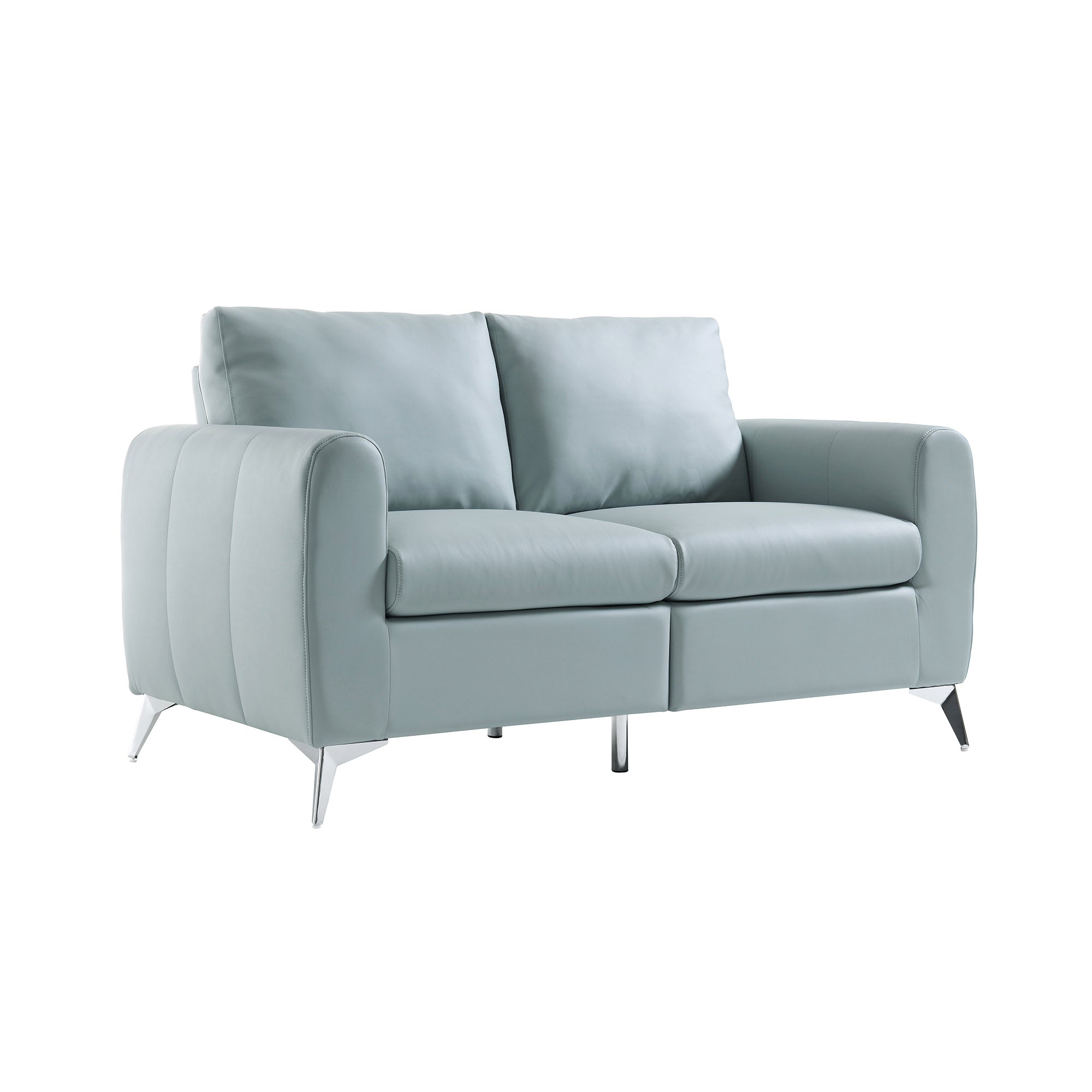 Noak 2-Seater Grey Faux Leather Sofa with Chrome Legs