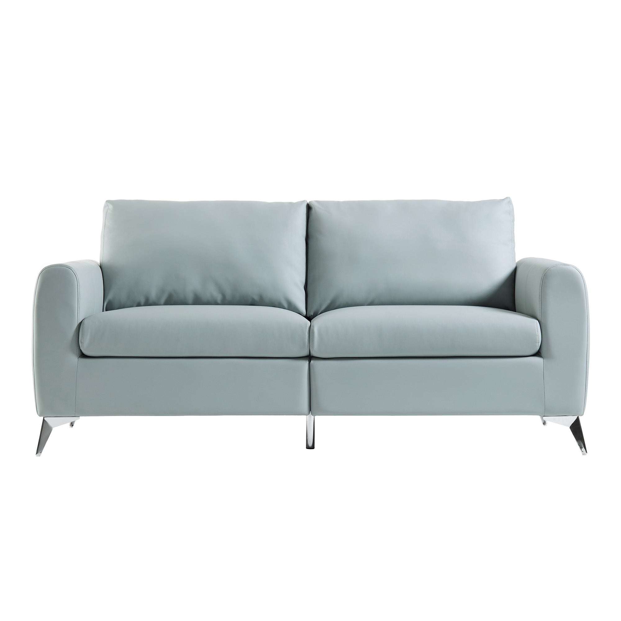 Noak 3-Seater Grey Faux Leather Sofa with Chrome Legs