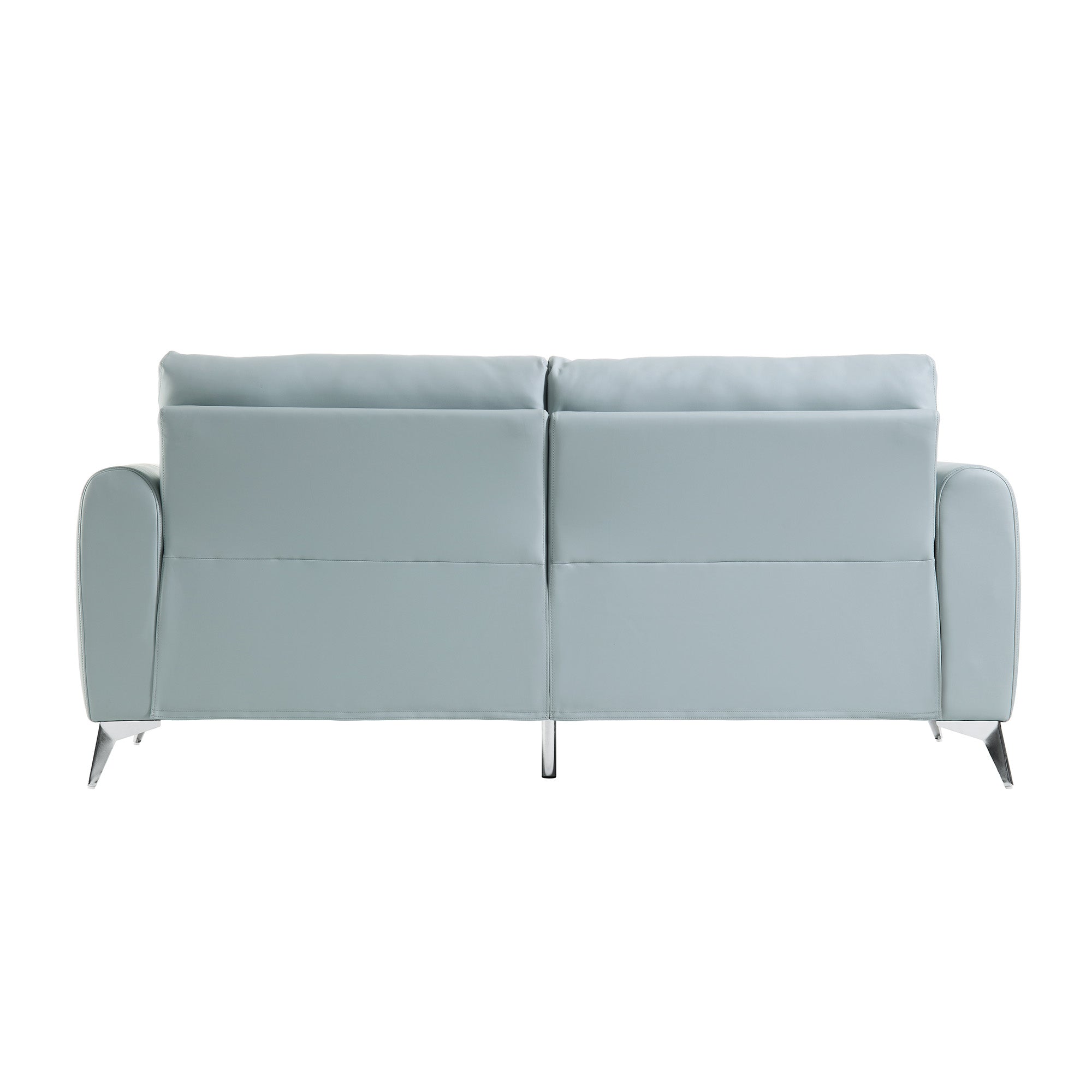 Noak 3-Seater Grey Faux Leather Sofa with Chrome Legs