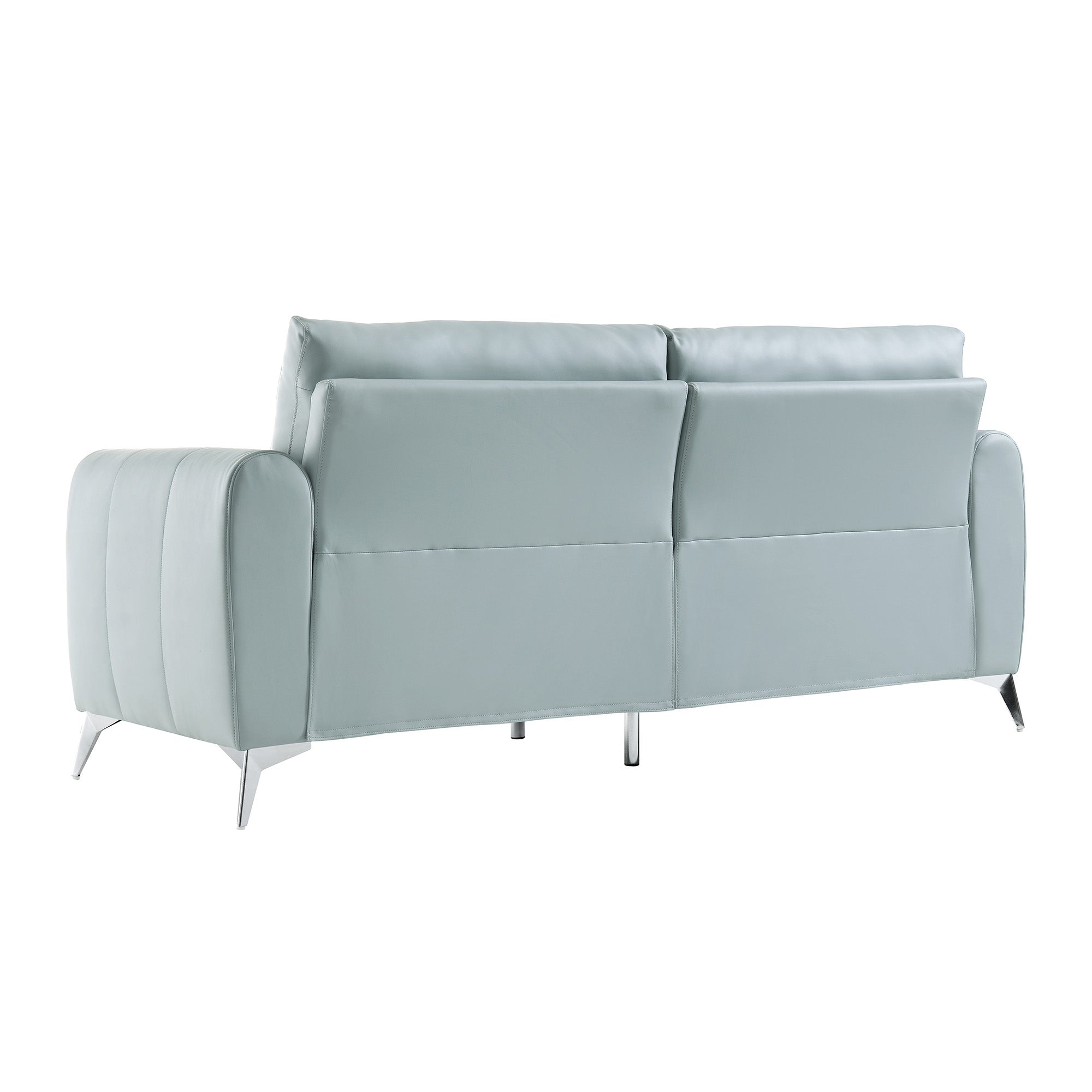 Noak 3-Seater Grey Faux Leather Sofa with Chrome Legs