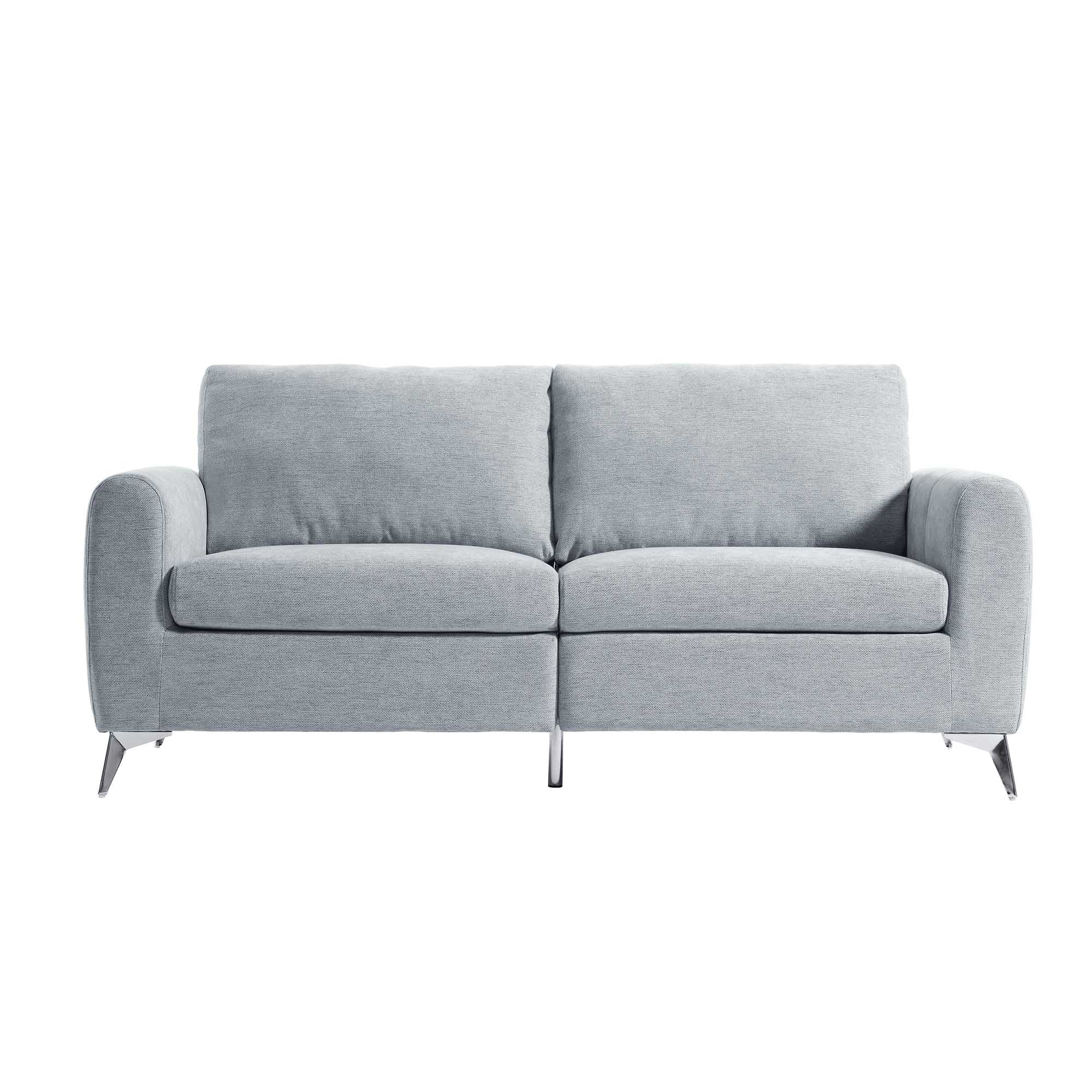 Noak 3-Seater Grey Woven Fabric Sofa with Chrome Legs