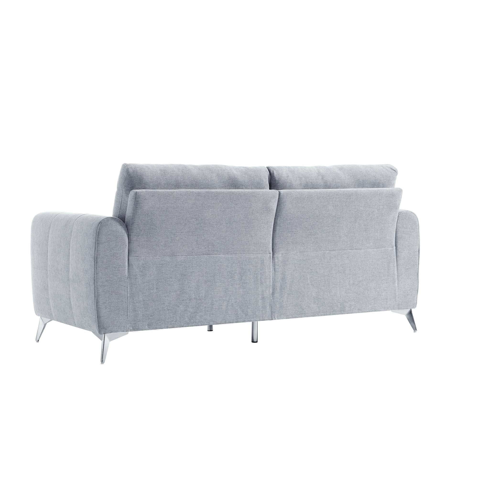 Noak 3-Seater Grey Woven Fabric Sofa with Chrome Legs