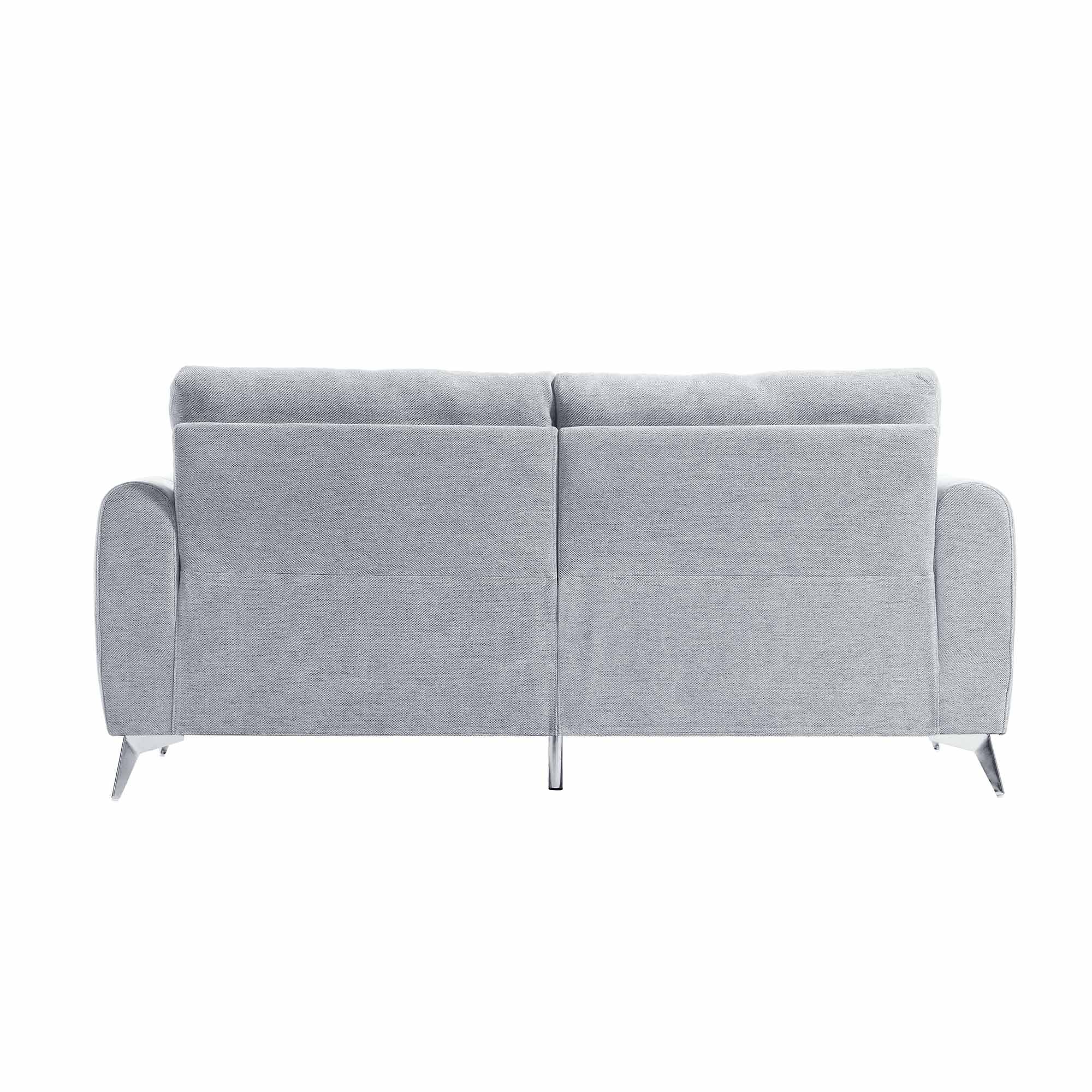 Noak 3-Seater Grey Woven Fabric Sofa with Chrome Legs