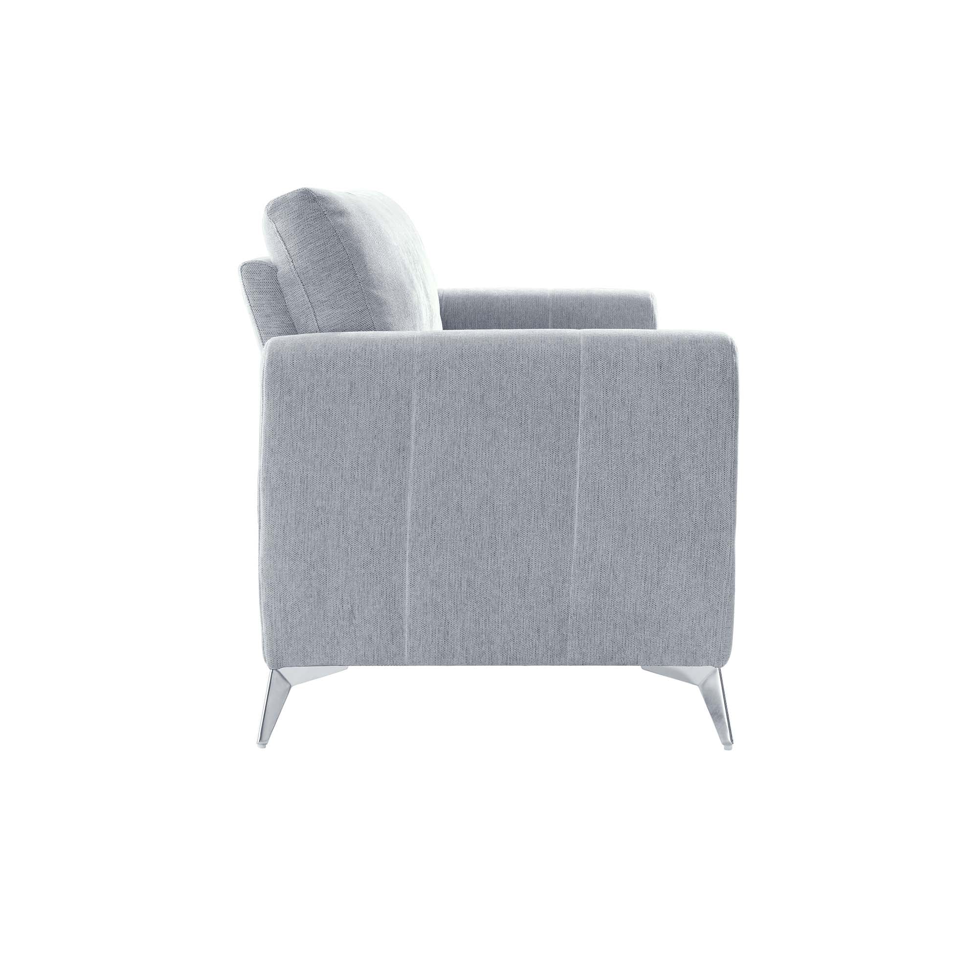 Noak 3-Seater Grey Woven Fabric Sofa with Chrome Legs