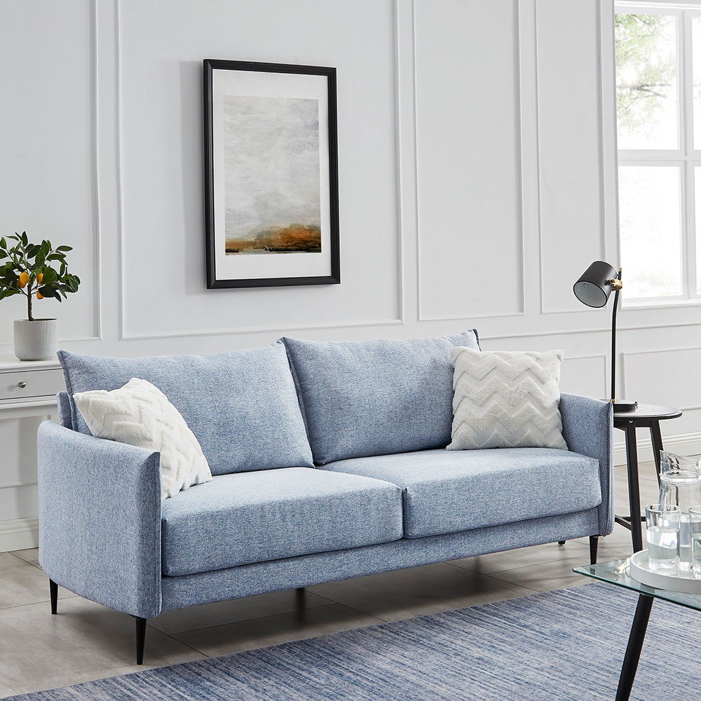 Bari Flax Blue Fabric Sofa