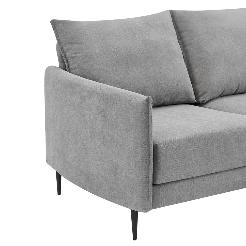 Bari Light Grey Brushed Fabric Chaise Sofa