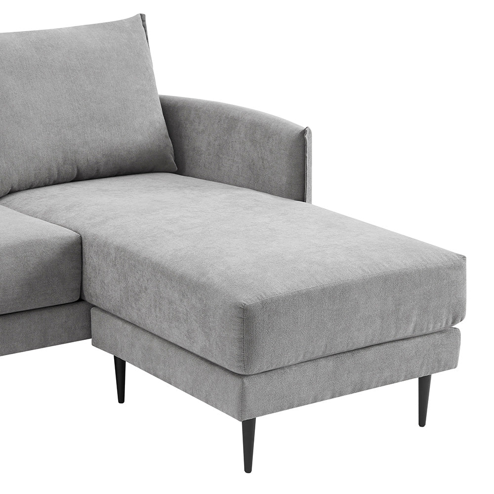 Bari Light Grey Brushed Fabric Chaise Sofa