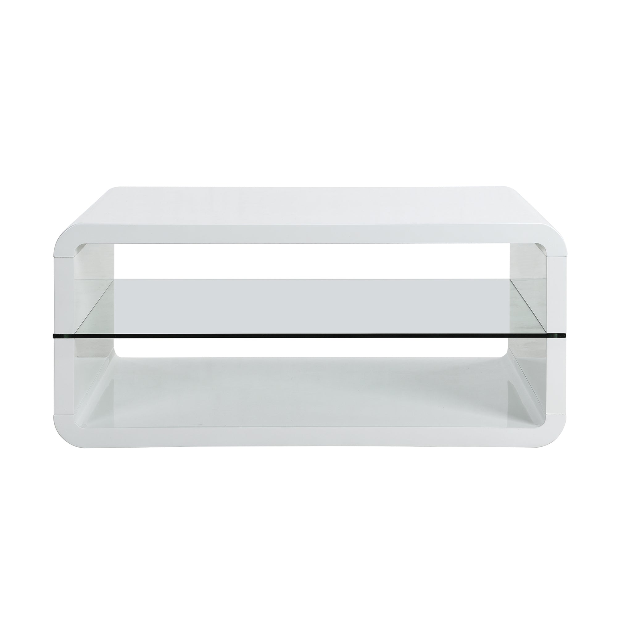 Lucent White High Gloss and Glass Shelf Coffee Table