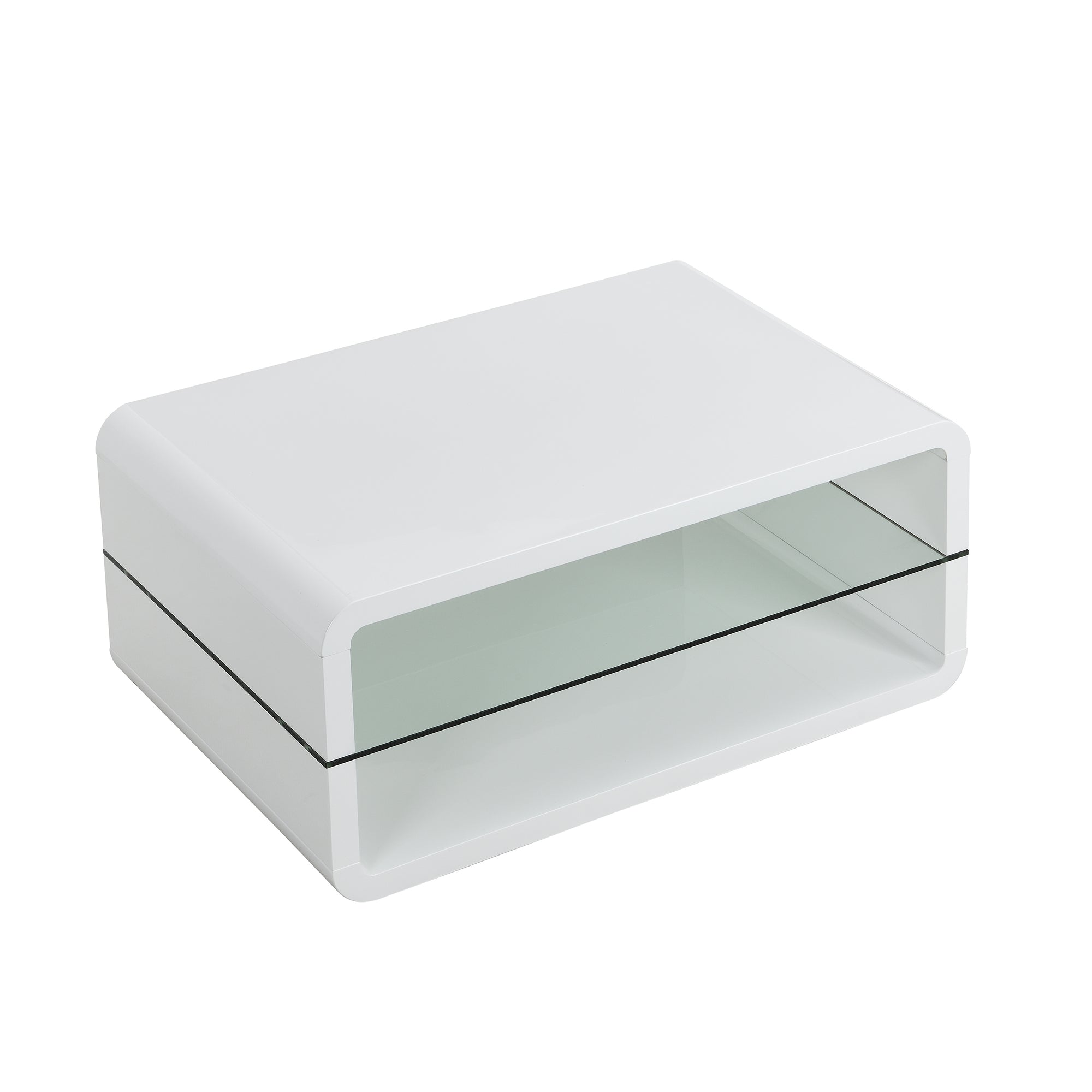 Lucent White High Gloss and Glass Shelf Coffee Table