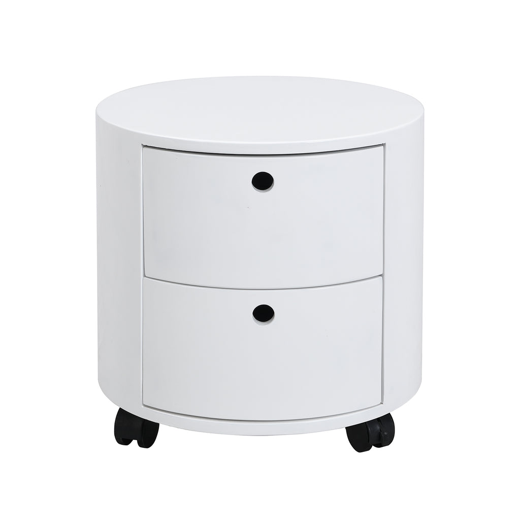 DOLIO Drum Chest Bedside Table, Barrel Side Table with Drawers High Gl ...