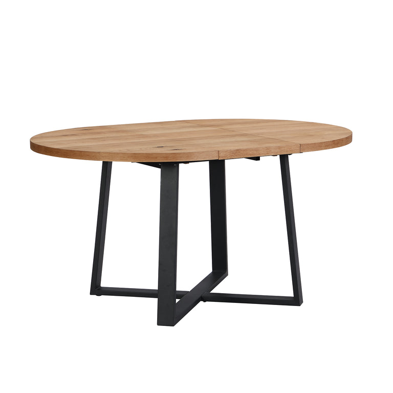 Bern Extending Round Dining Table With Metal Legs Oak Daals