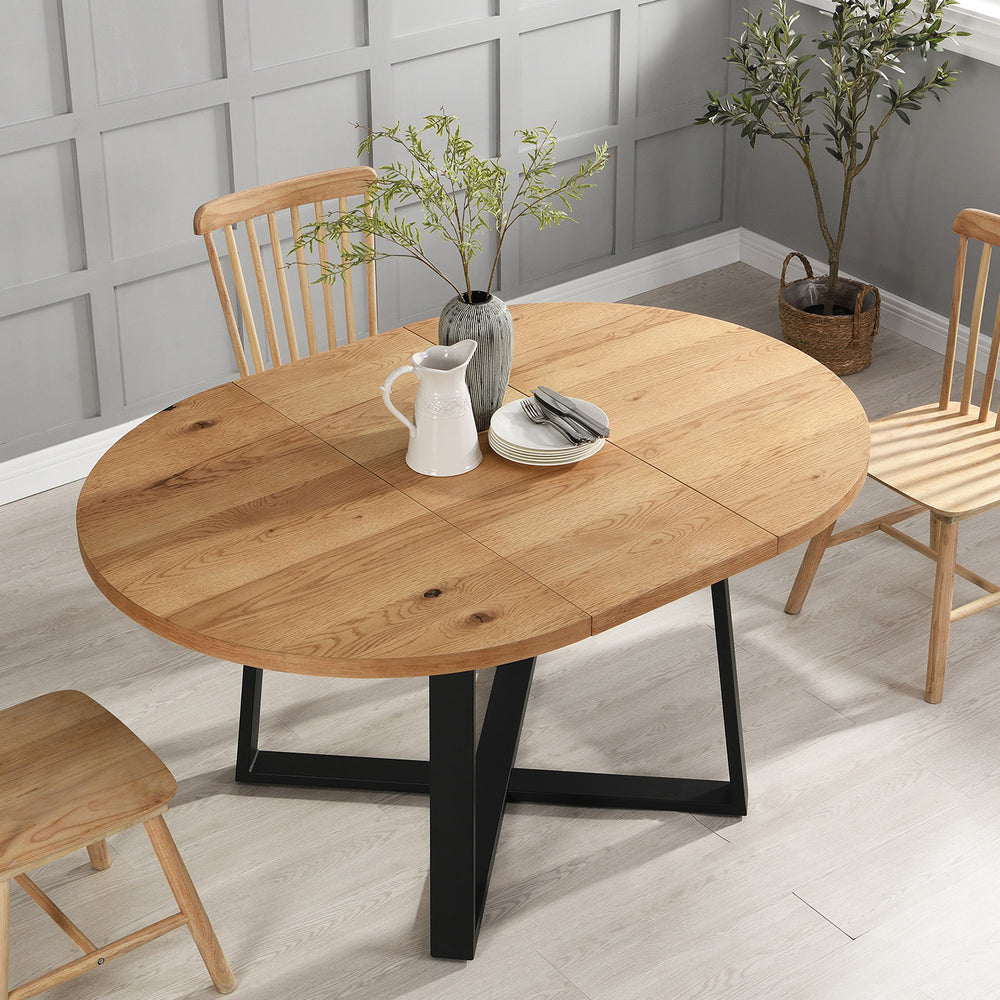 BERN Extending Round Dining Table with Metal Legs daals