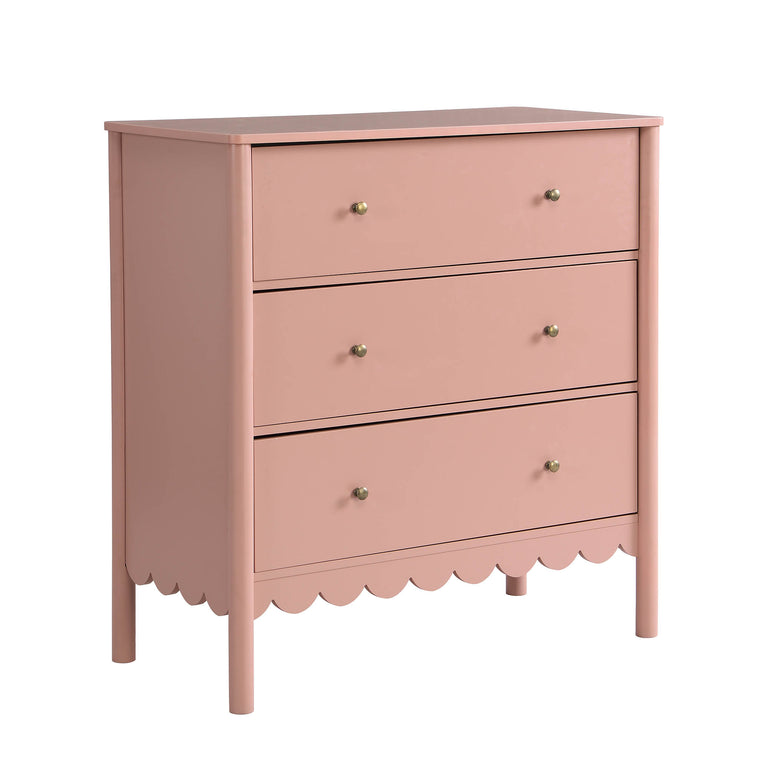Henley Pink Scalloped Edge 3 Drawer Chest | daals