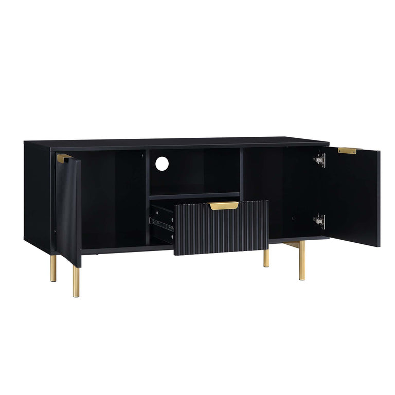 Richmond Ridged 120cm Wide TV Media Unit, Matte Black | daals