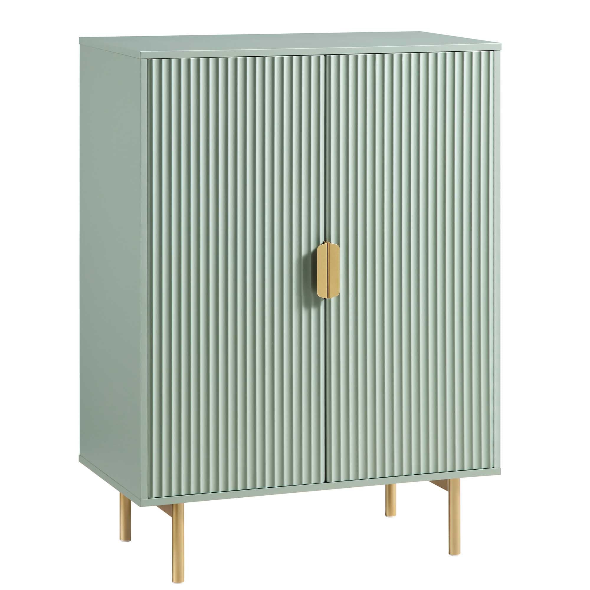 Richmond Ridged Highboard Storage Cabinet, Matte Sage Green