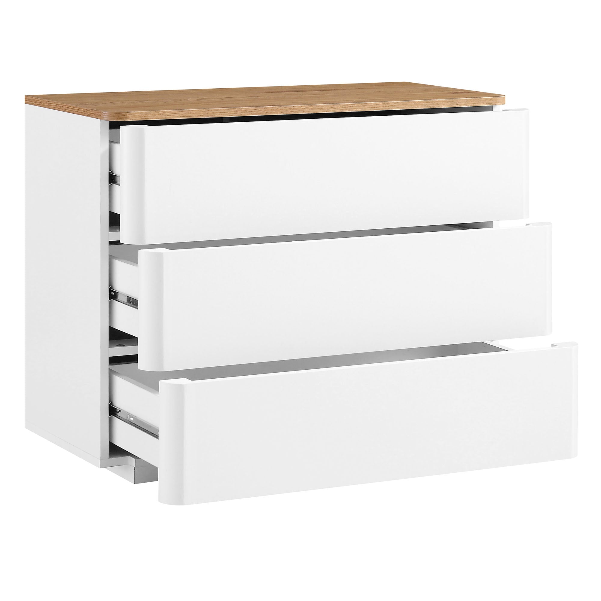 Agnes Curved Edge Chest of 3 Drawers, White