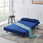 Algo 2-Seater Small Double Folding Sofabed in Blue Velvet | daals