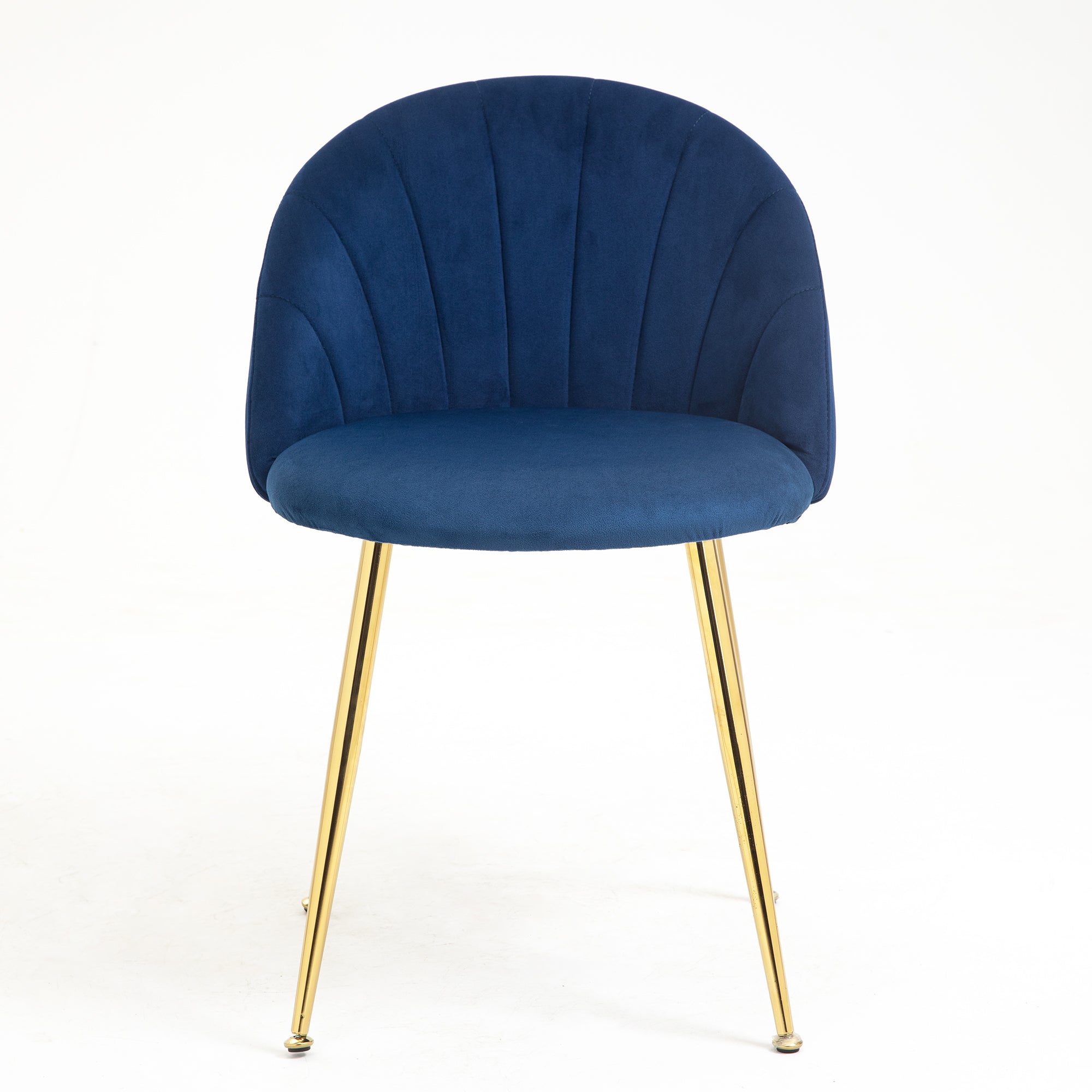 Milverton Pair of 2 Velvet Dining Chairs with Golden Chrome Legs (Navy Blue)