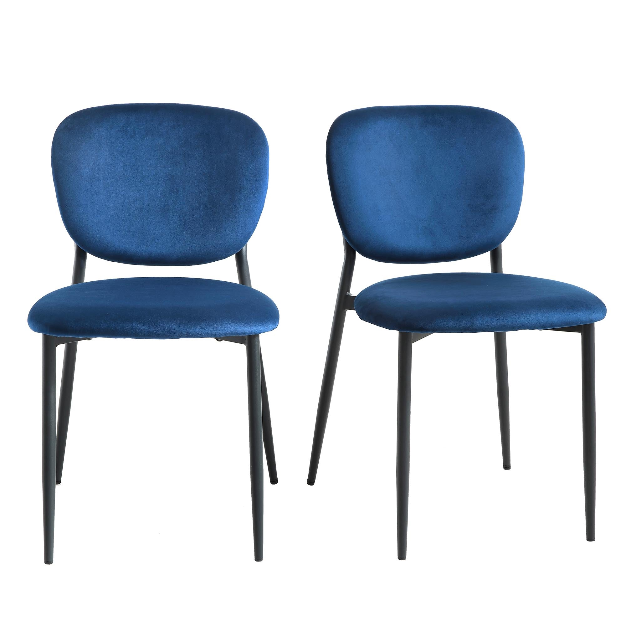 Kelmarsh Set of 2 Navy Blue Velvet Upholstered Dining Chairs